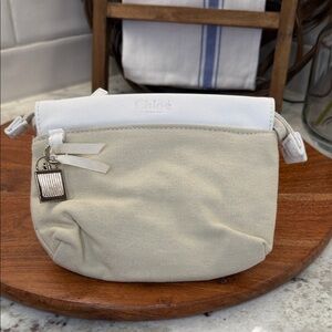 Chloe Parfum White and Cream Canvas Cosmetics Bag